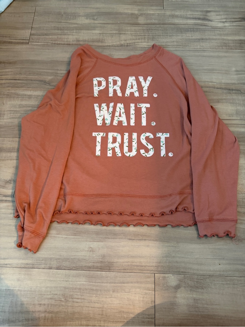 Pray. Wait. Trust. Coral Graphic Sweatshirt